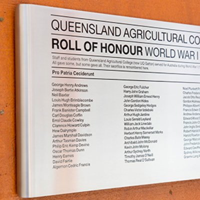 The new World War I Roll of Honour at UQ's Gatton campus